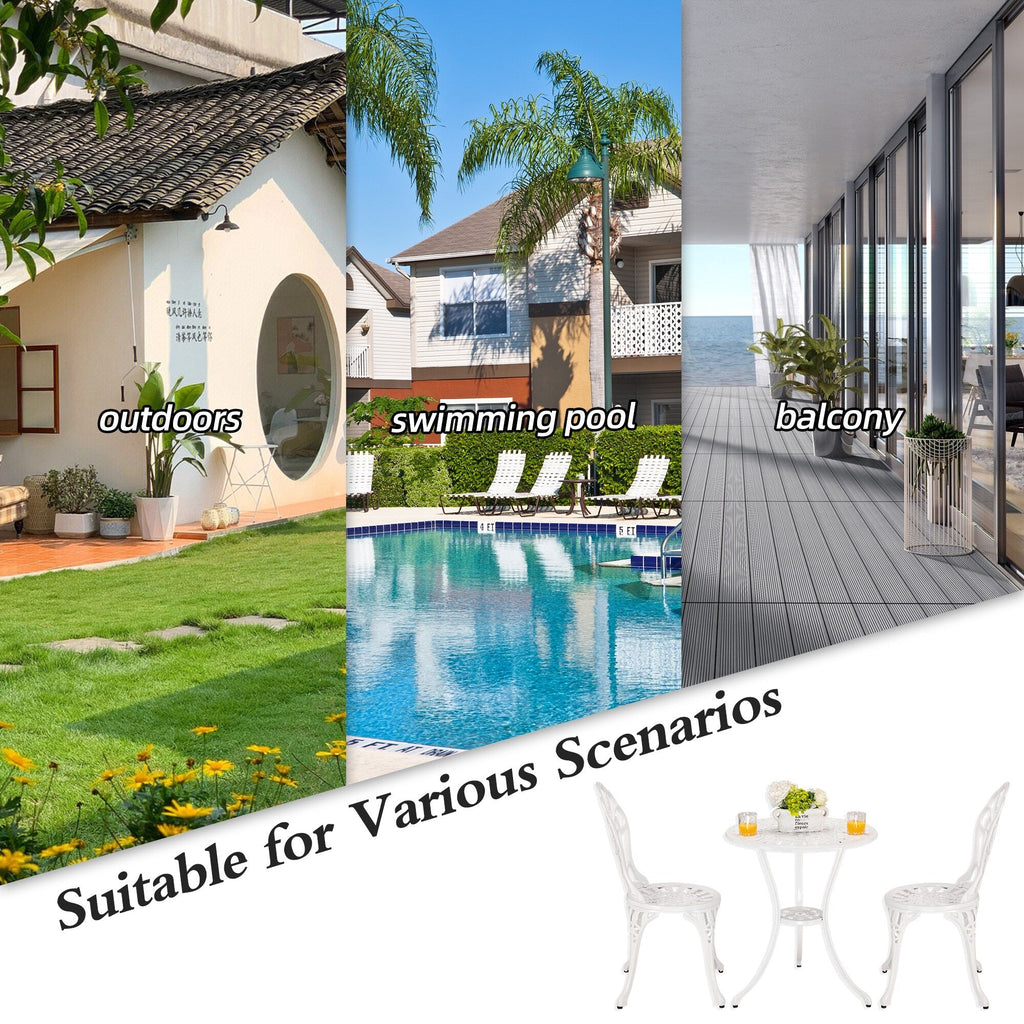 Ensemble de patio extérieur tulipe 3 pièces en aluminium avec table