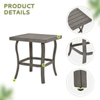 Ensemble bistro de patio en aluminium 3 pièces avec table d'appoint, fauteuils pivotants et coussins gris clair