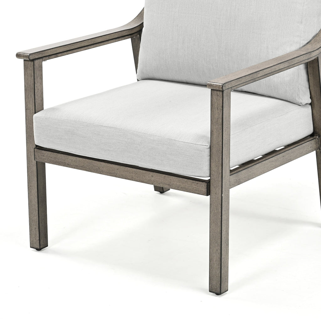 Ensemble de conversation de patio en aluminium 3 pièces avec table d'appoint et coussins