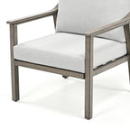 Ensemble de conversation de patio en aluminium 3 pièces avec table d'appoint et coussins