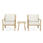 Ensemble de conversation de patio en aluminium 3 pièces avec table d'appoint et coussins