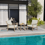 Ensemble de conversation de patio en aluminium 3 pièces avec table d'appoint et coussins