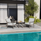 Ensemble de conversation de patio en aluminium 3 pièces avec table d'appoint et coussins