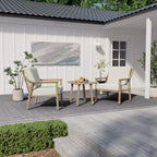 Ensemble de conversation de patio en aluminium 3 pièces avec table d'appoint et coussins