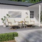 Ensemble de salon de jardin en aluminium 3 pièces avec chaises pivotantes, table d'appoint et coussins