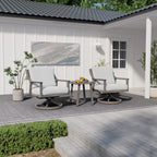 Ensemble de salon de jardin en aluminium 3 pièces avec chaises pivotantes, table d'appoint et coussins