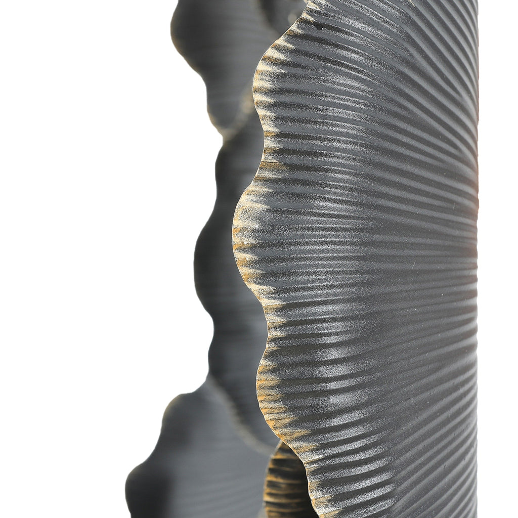 Décoration murale en métal gris foncé avec fleurs dorées de différentes tailles (lot de 3)