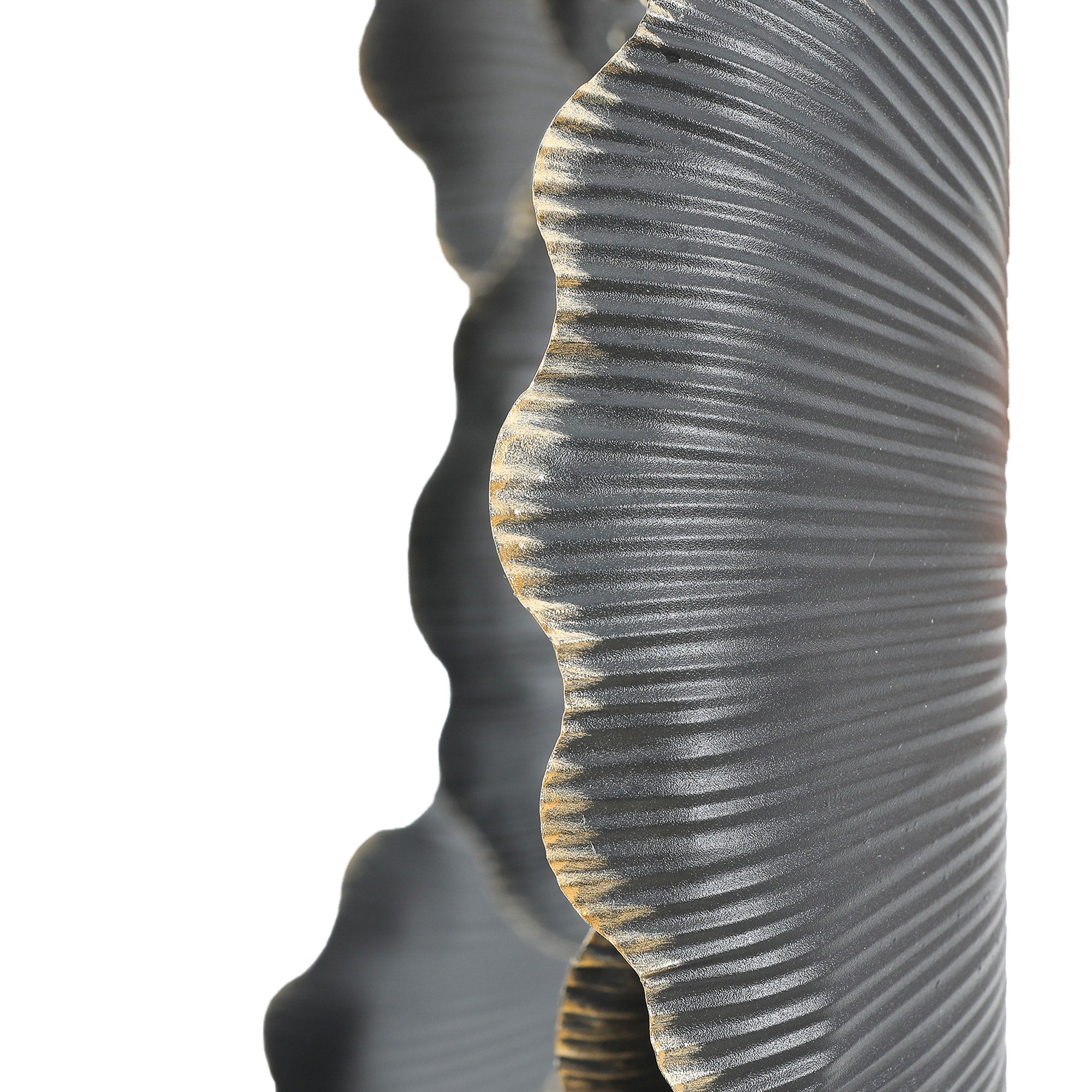 Décoration murale en métal gris foncé avec fleurs dorées de différentes tailles (lot de 3)