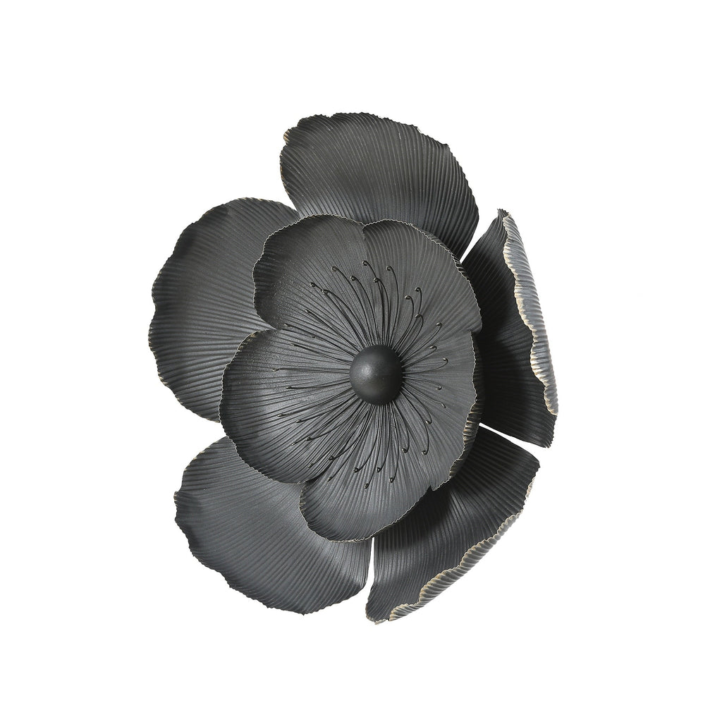Décoration murale en métal gris foncé avec fleurs dorées de différentes tailles (lot de 3)