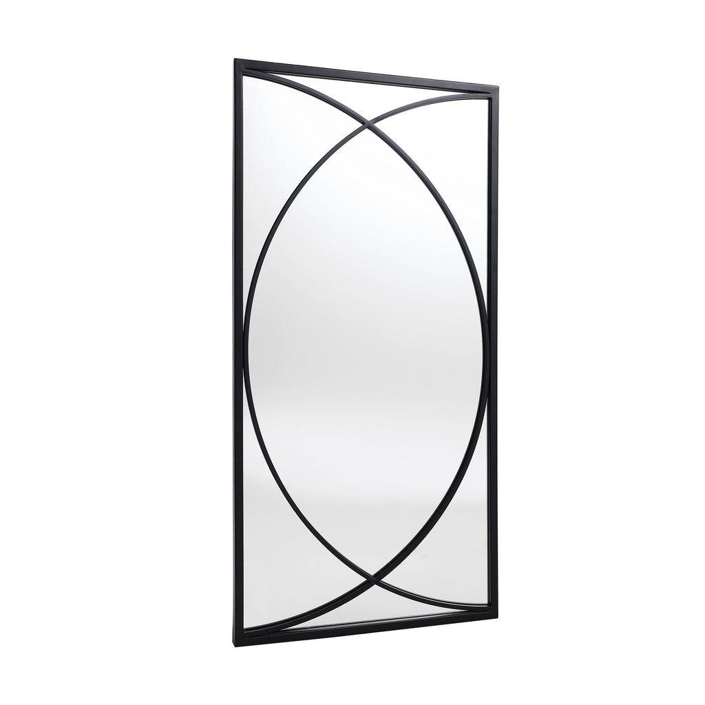 Ensemble de 3 miroirs muraux rectangulaires en métal noir - 31,9 H x 15,75 L x 0,75 P
