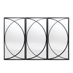 Ensemble de 3 miroirs muraux rectangulaires en métal noir - 31,9 H x 15,75 L x 0,75 P