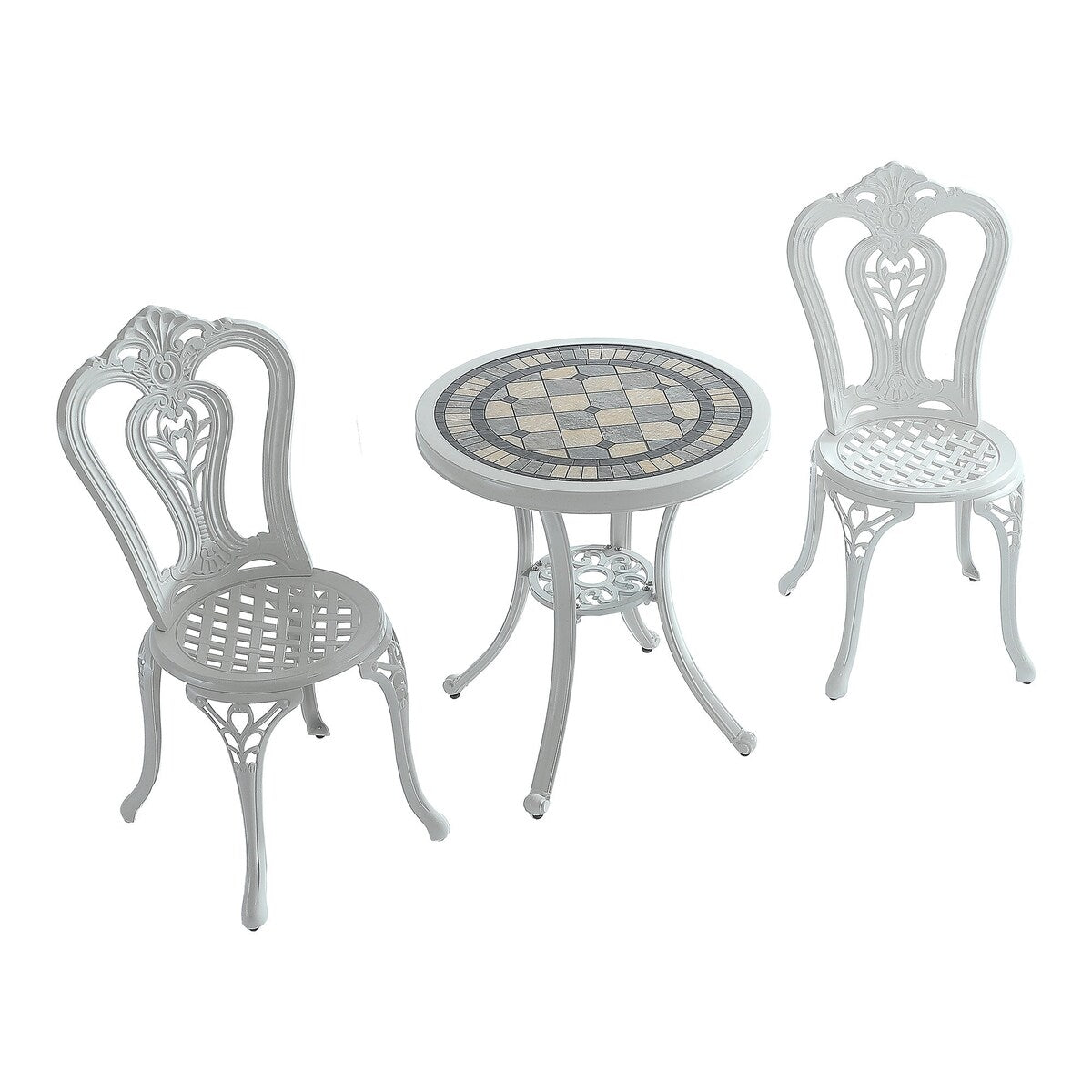 Ensemble table et chaises de bistrot 3 pièces en fonte d'aluminium