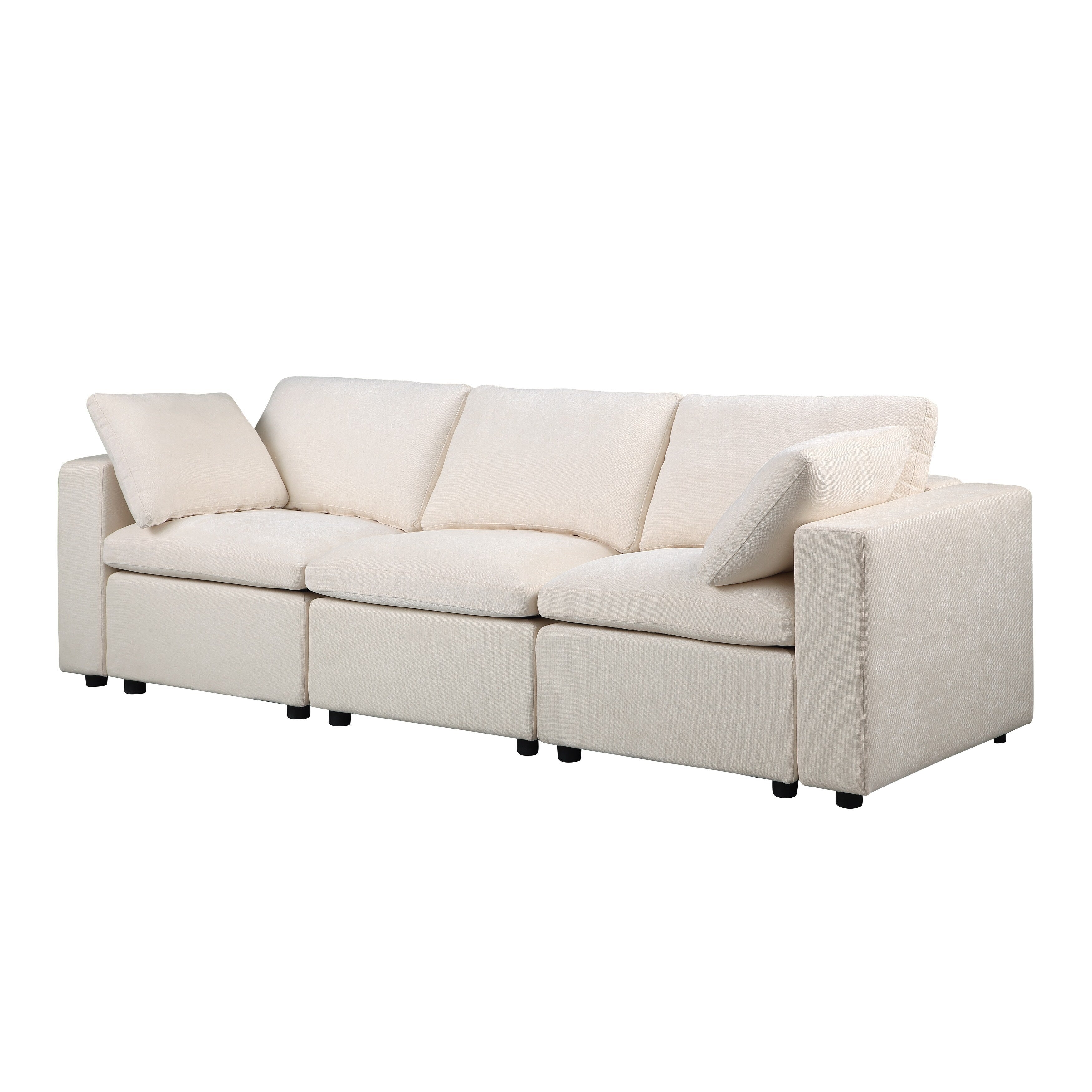 Ensemble de canapés modulaires sectionnels en chenille 3 pièces avec fauteuils sans accoudoirs et fauteuils d'angle