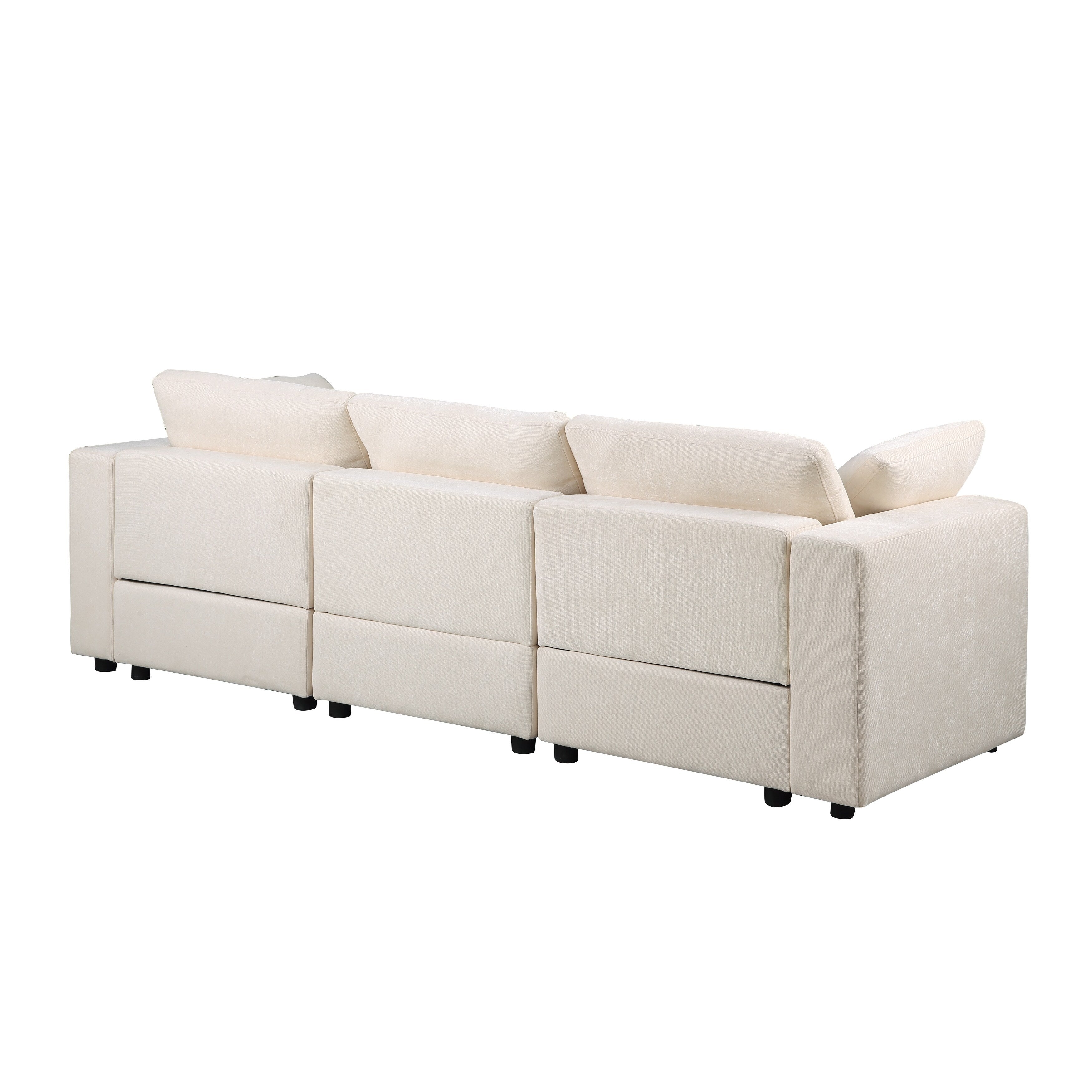 Ensemble de canapés modulaires sectionnels en chenille 3 pièces avec fauteuils sans accoudoirs et fauteuils d'angle