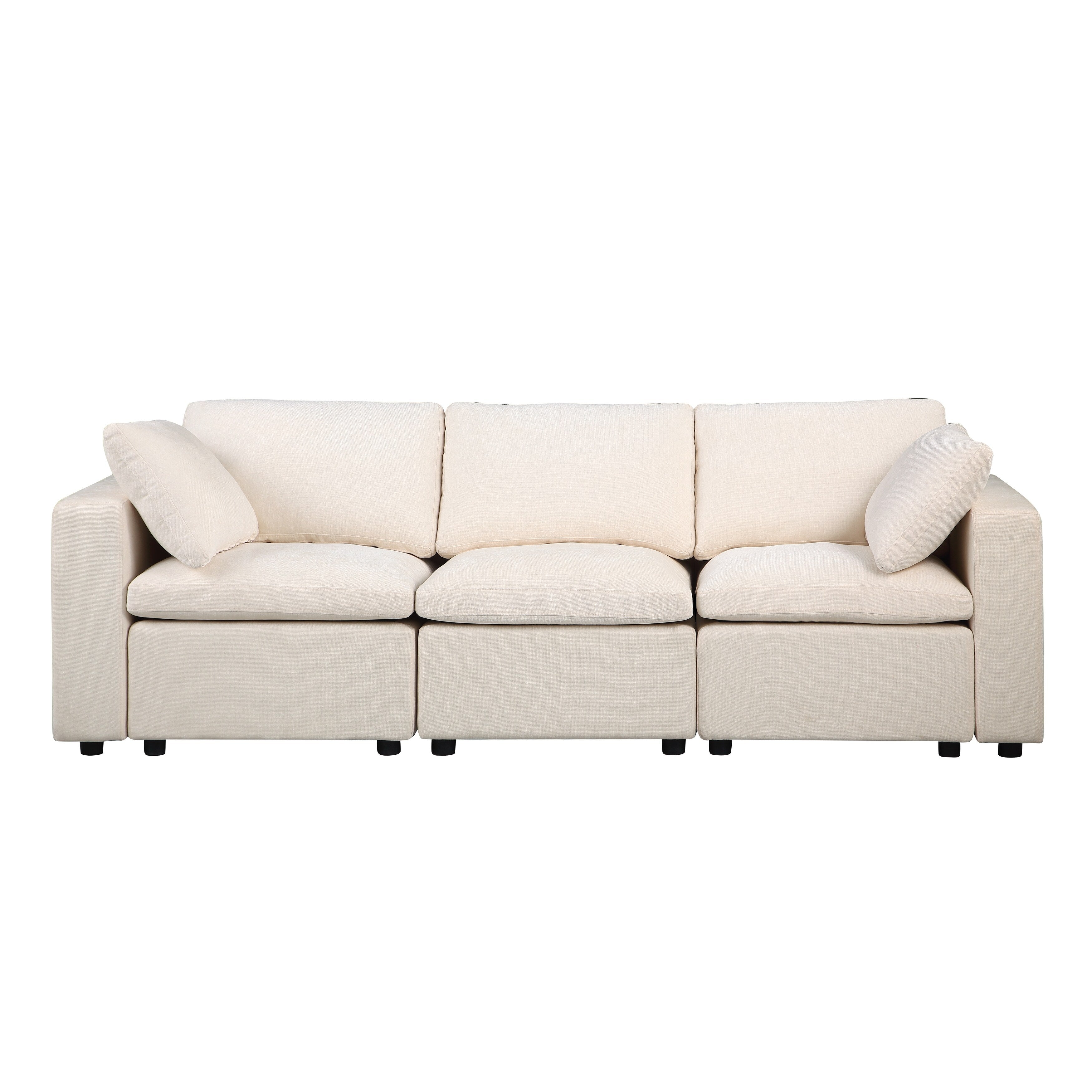 Ensemble de canapés modulaires sectionnels en chenille 3 pièces avec fauteuils sans accoudoirs et fauteuils d'angle