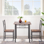 Ensemble de cuisine, salle à manger et patio 3 pièces, table et chaise marron rétro - Chaise : 15,6 L x 15,1 l x 33,8 H