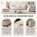 Ensemble de canapés de salon 3 pièces, canapé modulaire en chenille en forme de L, canapé 3 places rembourré, fauteuil et pouf mobile