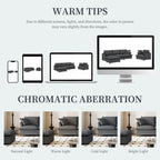 Ensemble de canapés de salon 3 pièces, canapé modulaire en chenille en forme de L, canapé 3 places rembourré, fauteuil et pouf mobile