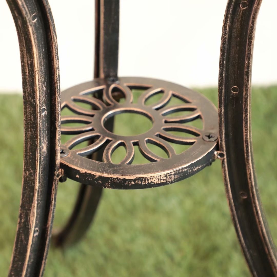 Ensemble bistro d'extérieur 3 pièces en fonte d'aluminium