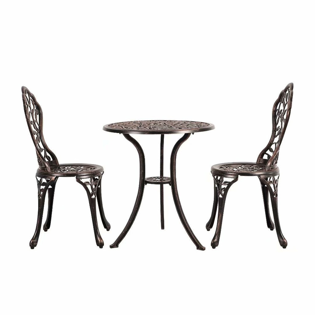 Ensemble bistro d'extérieur 3 pièces en fonte d'aluminium