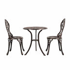 Ensemble bistro d'extérieur 3 pièces en fonte d'aluminium