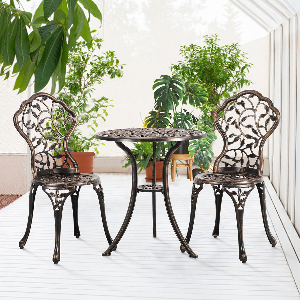 Ensemble bistro d'extérieur 3 pièces en fonte d'aluminium