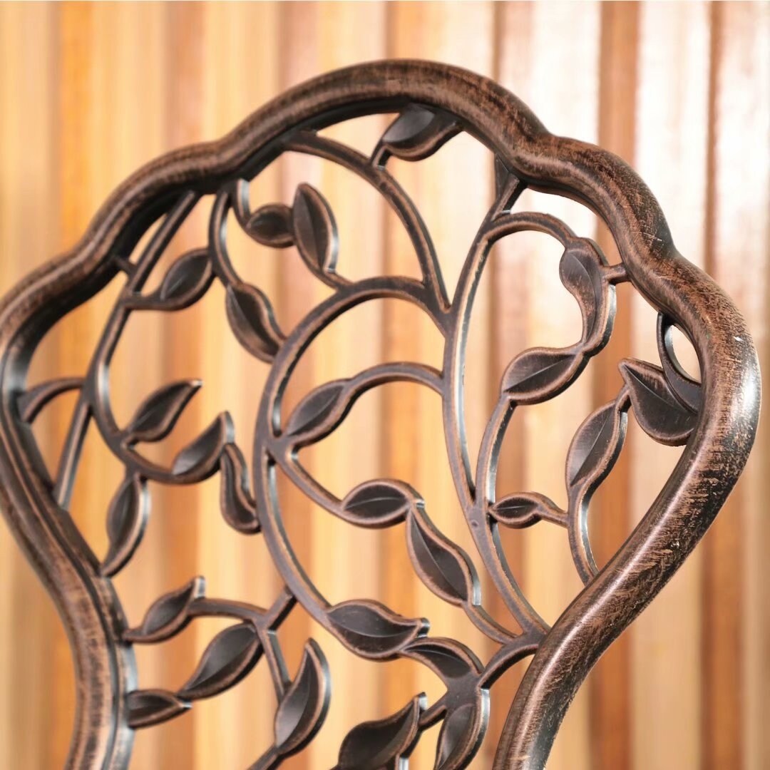 Ensemble bistro d'extérieur 3 pièces en fonte d'aluminium