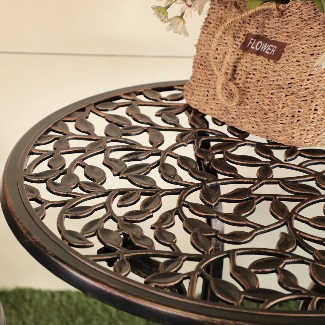 Ensemble bistro d'extérieur 3 pièces en fonte d'aluminium