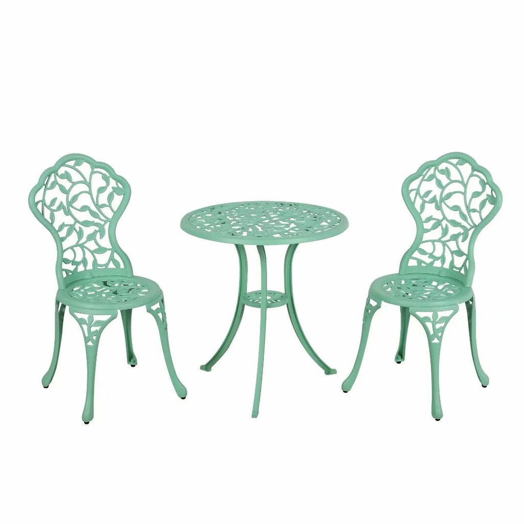 Ensemble bistro d'extérieur 3 pièces en fonte d'aluminium