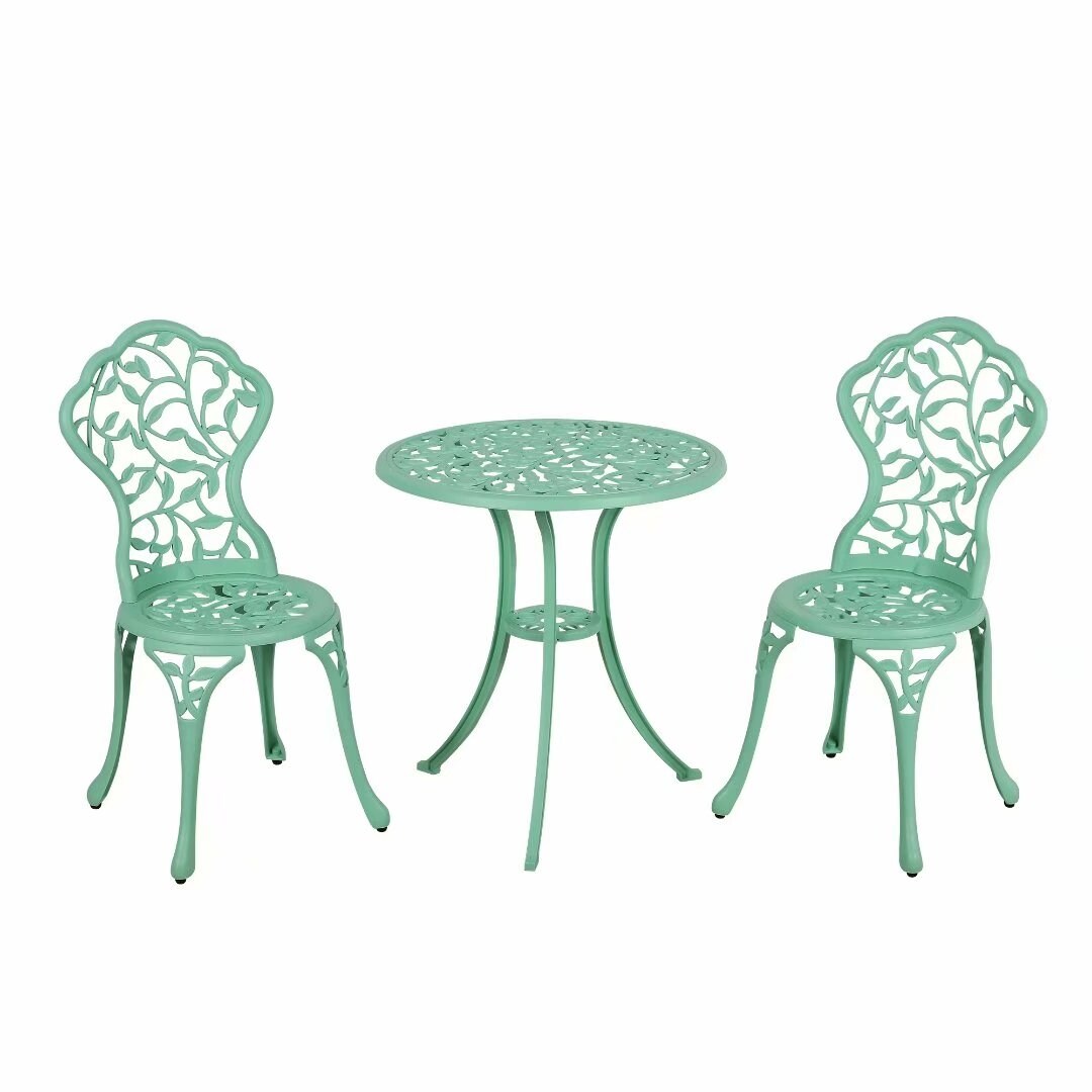 Ensemble bistro d'extérieur 3 pièces en fonte d'aluminium