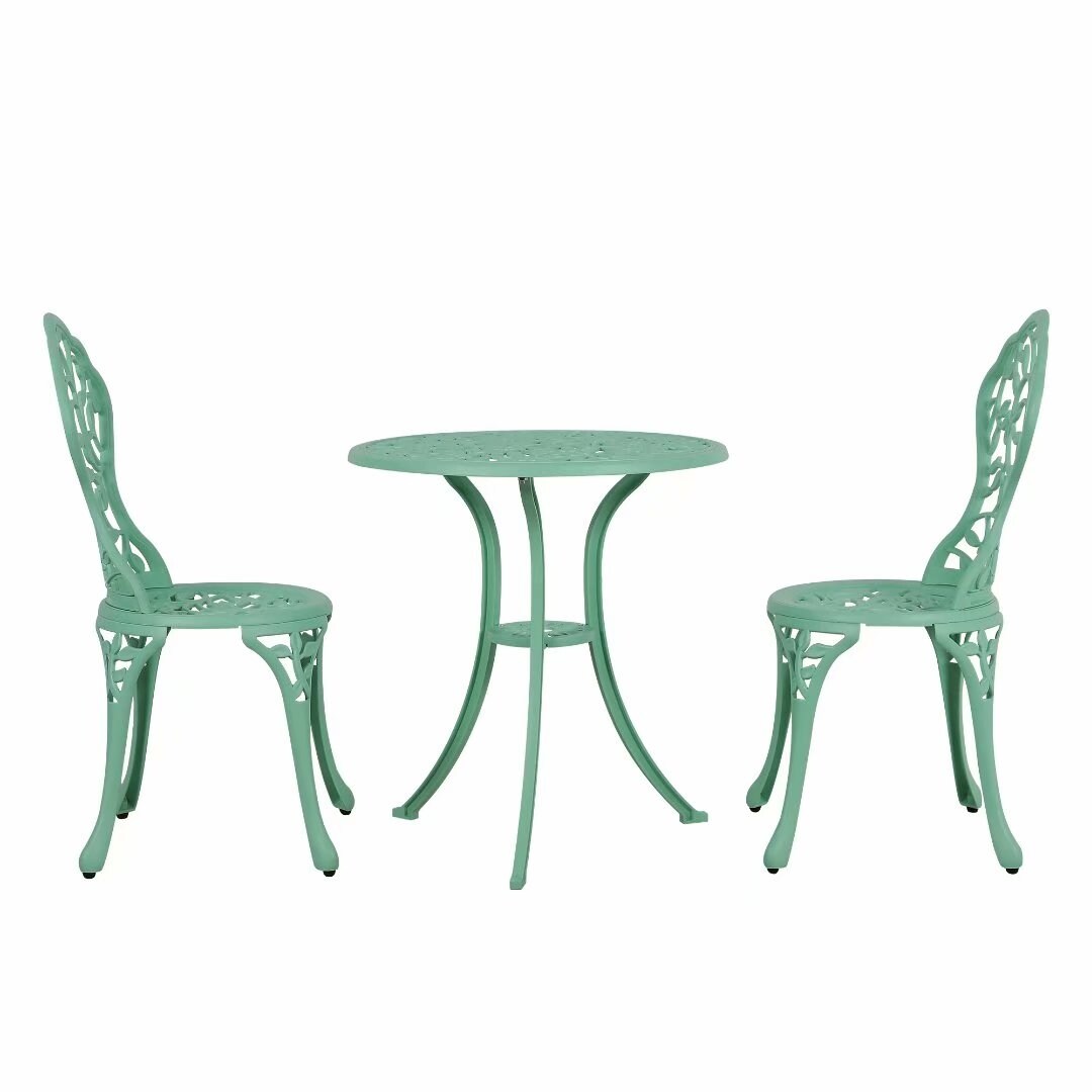 Ensemble bistro d'extérieur 3 pièces en fonte d'aluminium