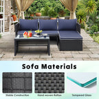 Ensemble de meubles d'extérieur 3 pièces en rotin PE pour patio, causeuse, canapé sectionnel, coussin