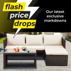 Ensemble de meubles d'extérieur 3 pièces en rotin PE pour patio, causeuse, canapé sectionnel, coussin