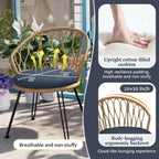 Ensemble de 3 chaises de jardin en rotin pour la détente et les loisirs, avec 2 chaises et une table basse en verre