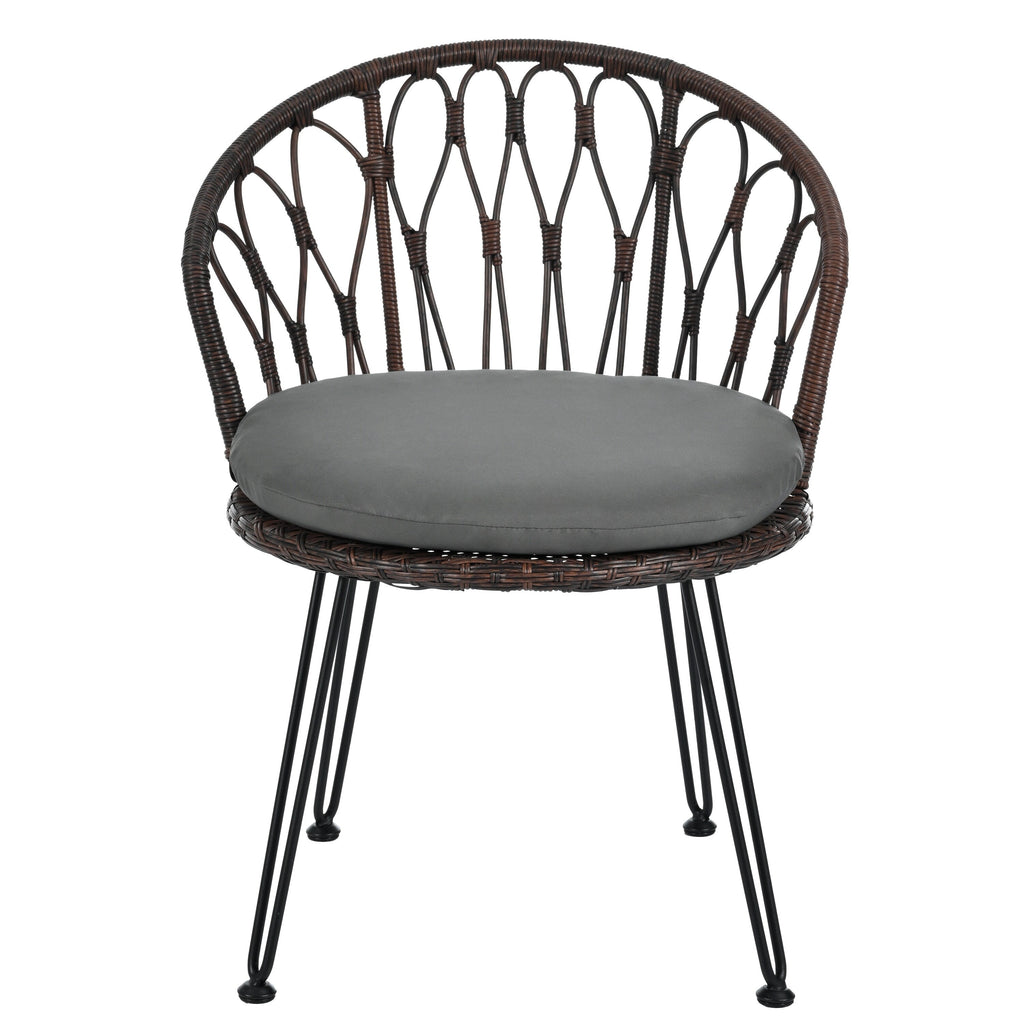 Ensemble de 3 chaises de jardin en rotin pour la détente et les loisirs, avec 2 chaises et une table basse en verre