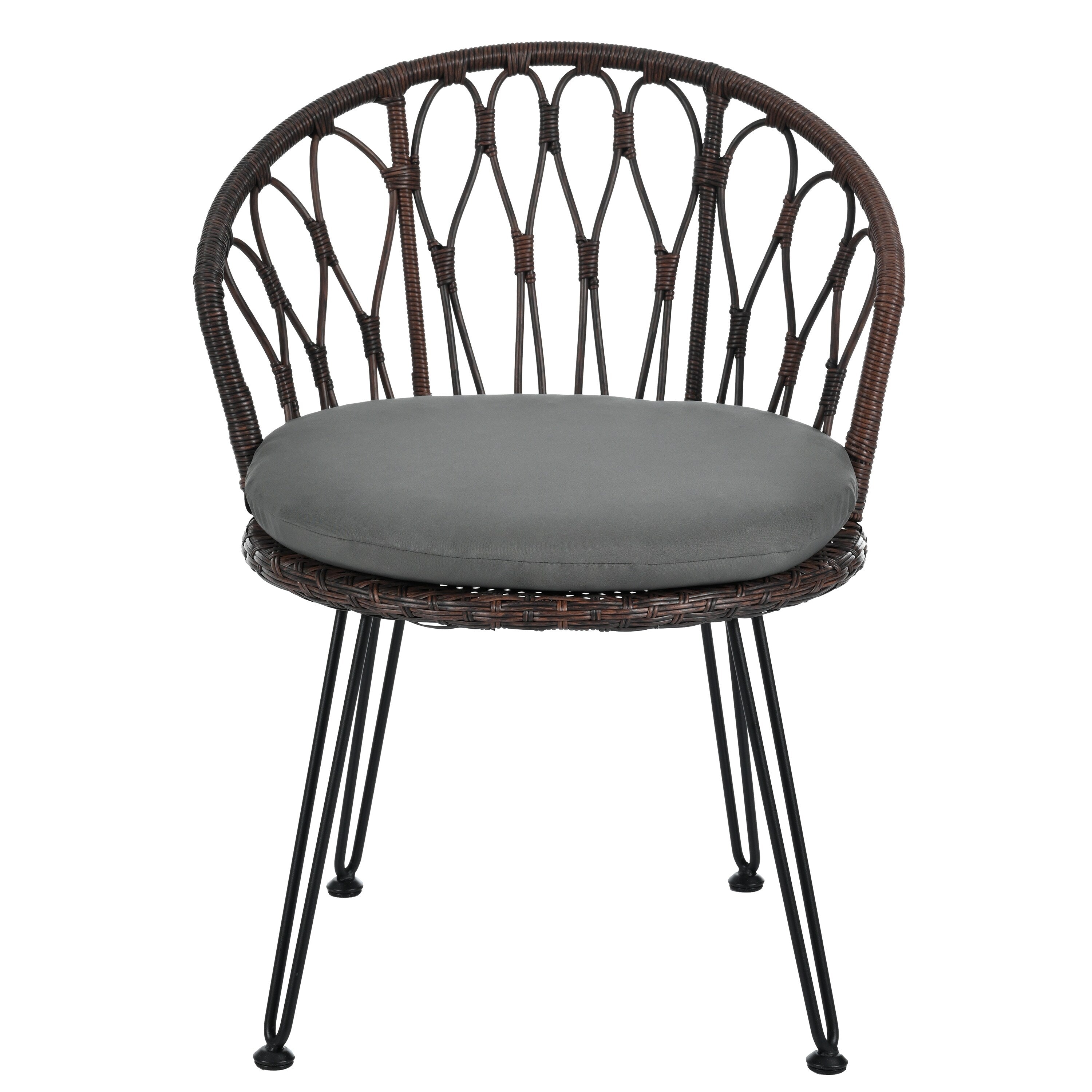 Ensemble de 3 chaises de jardin en rotin pour la détente et les loisirs, avec 2 chaises et une table basse en verre