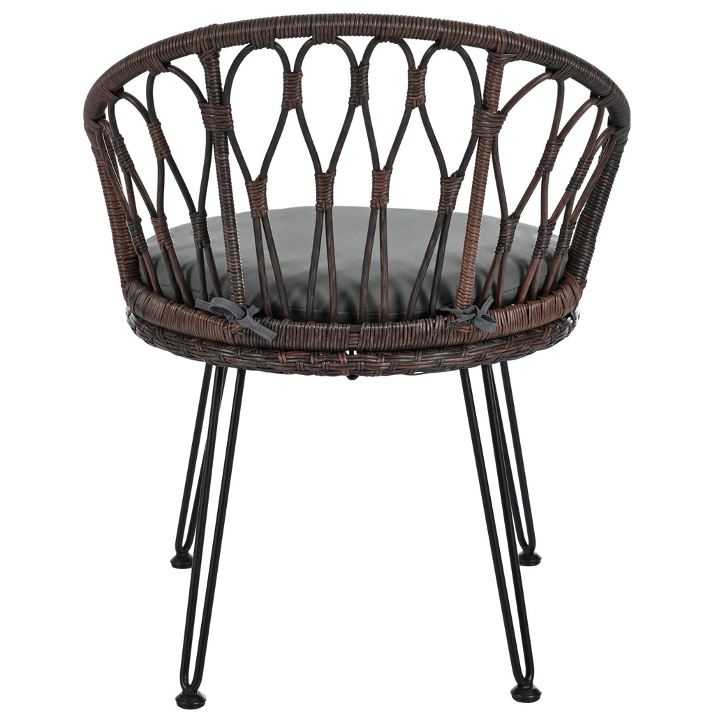 Ensemble de 3 chaises de jardin en rotin pour la détente et les loisirs, avec 2 chaises et une table basse en verre