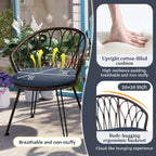 Ensemble de 3 chaises de jardin en rotin pour la détente et les loisirs, avec 2 chaises et une table basse en verre