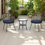 Ensemble de 3 chaises de jardin en rotin pour la détente et les loisirs, avec 2 chaises et une table basse en verre