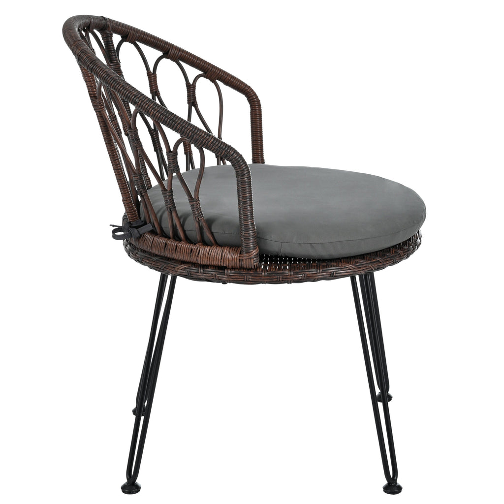 Ensemble de 3 chaises de jardin en rotin pour la détente et les loisirs, avec 2 chaises et une table basse en verre