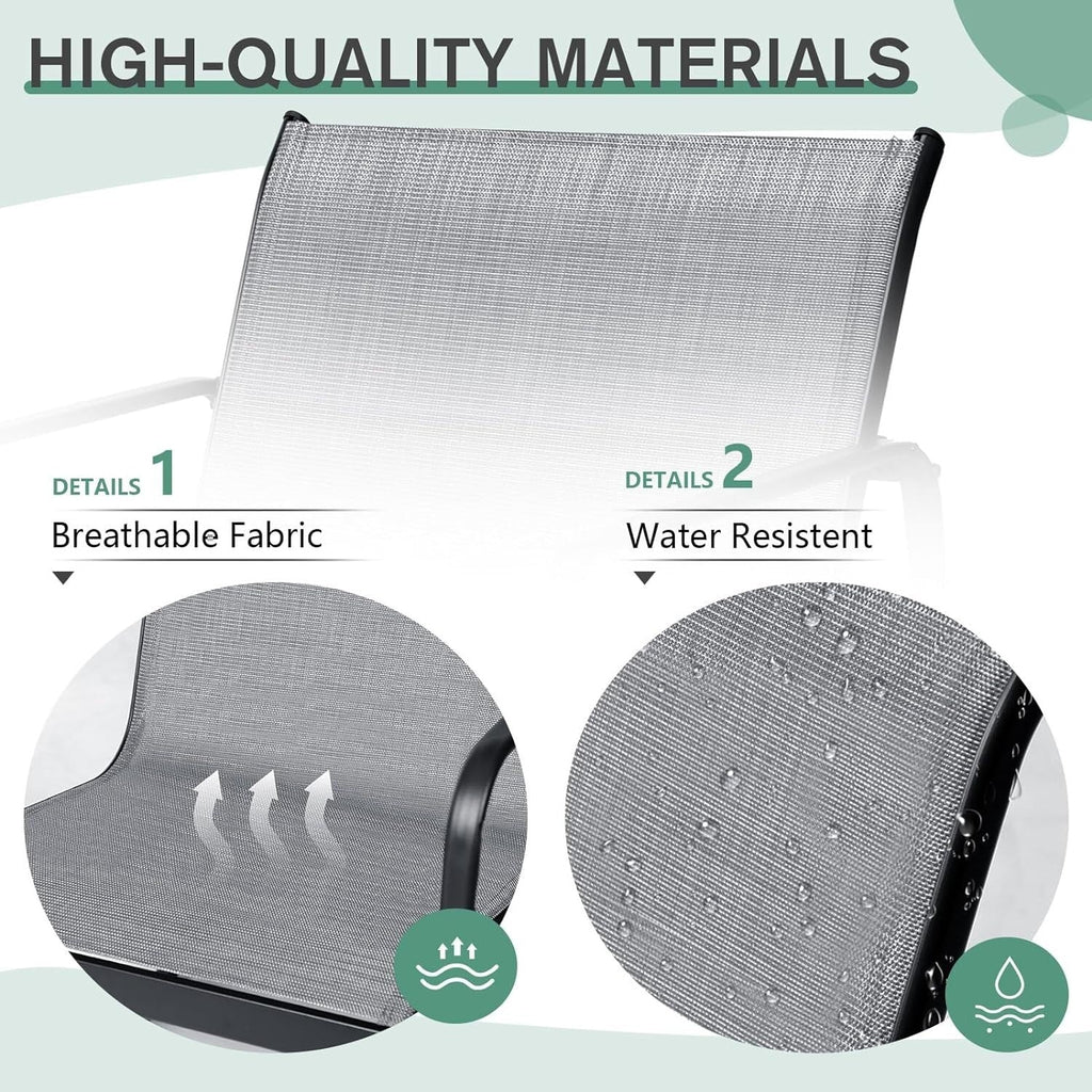 Ensemble bistro 3 pièces pour patio extérieur avec chaises à bascule et table basse en verre