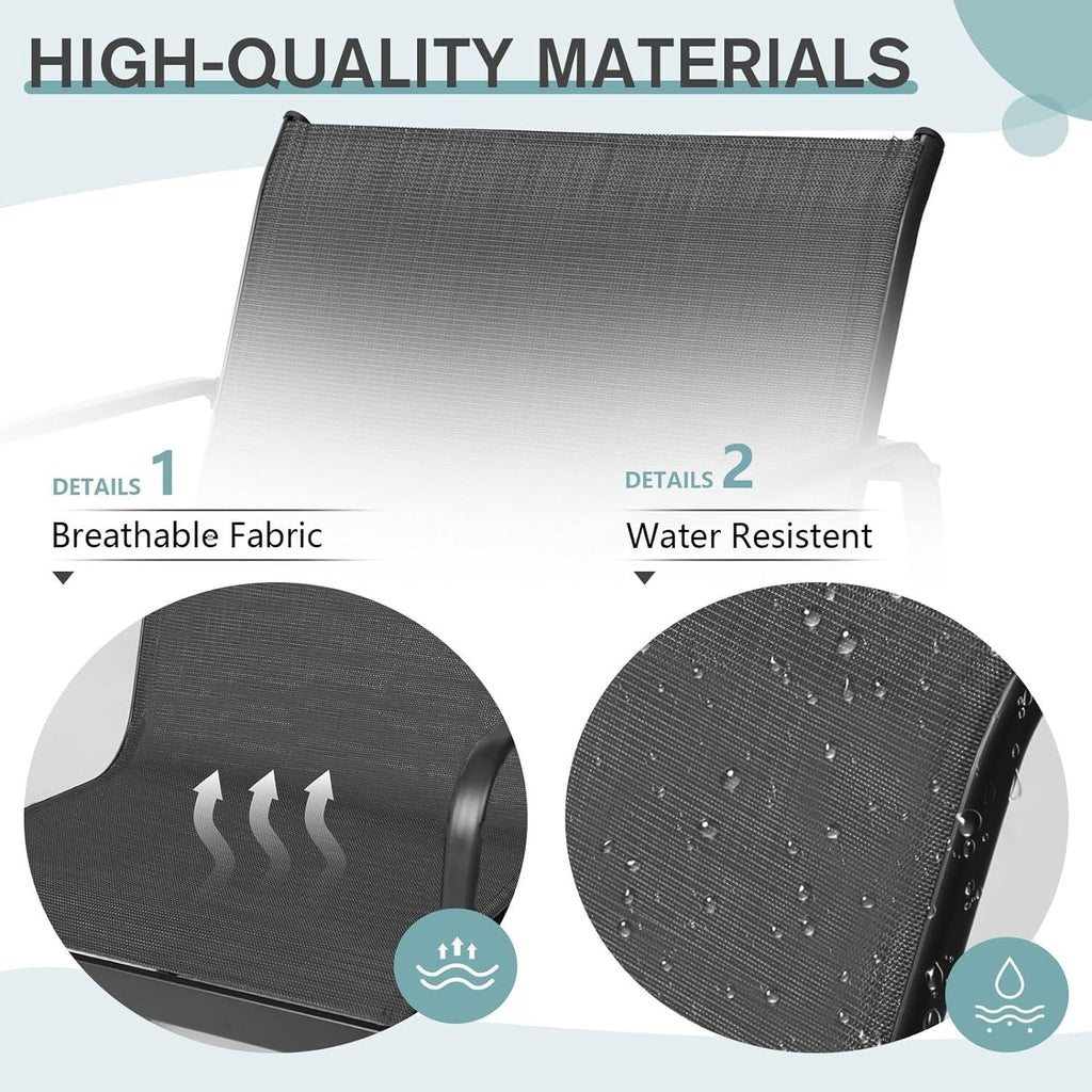 Ensemble bistro 3 pièces pour patio extérieur avec chaises à bascule et table basse en verre