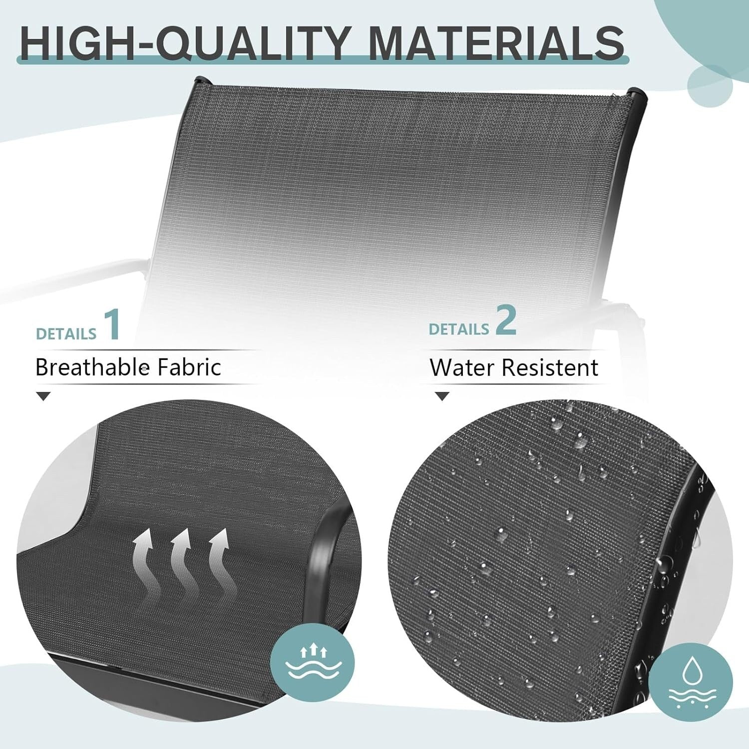 Ensemble bistro 3 pièces pour patio extérieur avec chaises à bascule et table basse en verre