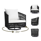 Ensemble de 3 chaises longues pivotantes d'extérieur pour jardin