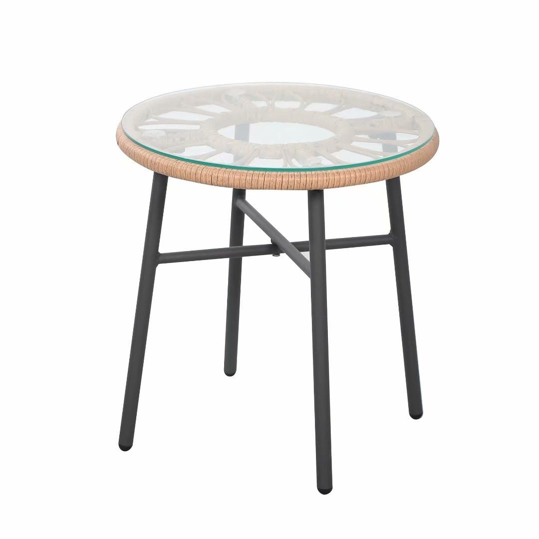 Ensemble bistrot d'extérieur en osier 3 pièces avec coussins