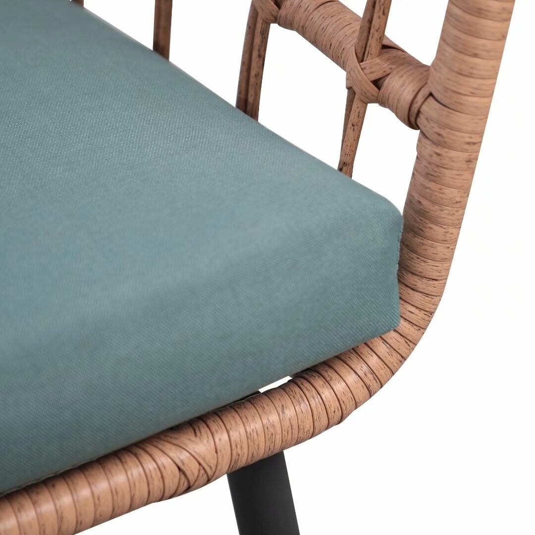 Ensemble bistrot d'extérieur en osier 3 pièces avec coussins