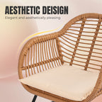 Ensemble de 3 chaises de jardin en osier avec coussins pour terrasse, piscine, jardin et véranda - 21,2 L x 23,6 l x 31,5 H