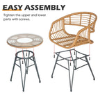 Ensemble de 3 chaises de jardin en osier avec coussins pour terrasse, piscine, jardin et véranda - 21,2 L x 23,6 l x 31,5 H