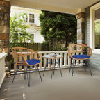 Ensemble de 3 chaises de jardin en osier avec coussins pour terrasse, piscine, jardin et véranda - 21,2 L x 23,6 l x 31,5 H
