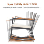 Ensemble de 3 chaises à bascule d'extérieur en osier avec coussins